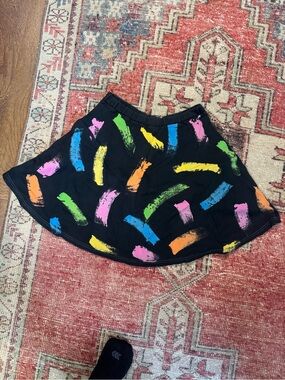 Big Bud Press Black Circle Skirt with Neon Brushstroke Print